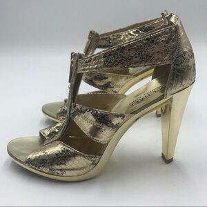 MICHAEL KORS | Berkeley T Strap Snakeskin Heels